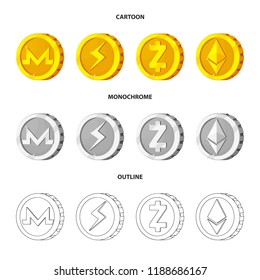 Vector design of cryptocurrency and coin icon. Set of cryptocurrency and crypto stock vector illustration.