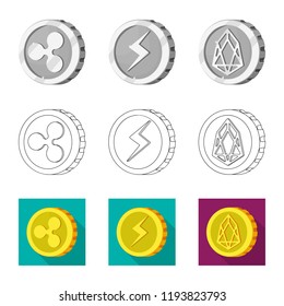Vector design of cryptocurrency and coin icon. Set of cryptocurrency and crypto stock vector illustration.