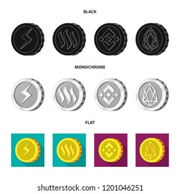 Vector design of cryptocurrency and coin icon. Collection of cryptocurrency and crypto stock vector illustration.