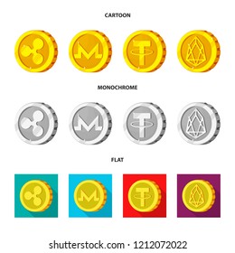 Vector design of cryptocurrency and coin icon. Set of cryptocurrency and crypto stock vector illustration.