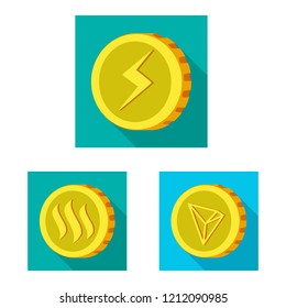 Vector design of cryptocurrency and coin icon. Collection of cryptocurrency and crypto vector icon for stock.