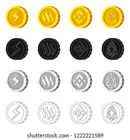 Vector design of cryptocurrency and coin icon. Collection of cryptocurrency and crypto stock symbol for web.