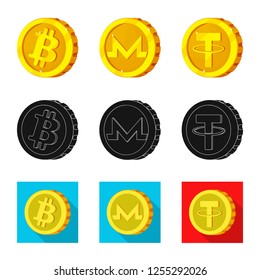 Vector design of cryptocurrency and coin icon. Collection of cryptocurrency and crypto stock symbol for web.