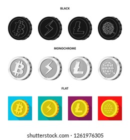 Vector design of cryptocurrency and coin icon. Set of cryptocurrency and crypto vector icon for stock.