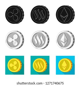 Vector design of cryptocurrency and coin icon. Set of cryptocurrency and crypto stock vector illustration.