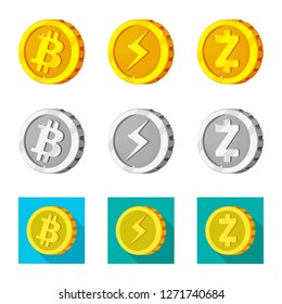 Vector design of cryptocurrency and coin icon. Collection of cryptocurrency and crypto vector icon for stock.