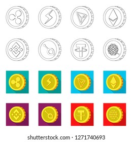 Vector design of cryptocurrency and coin icon. Set of cryptocurrency and crypto stock vector illustration.