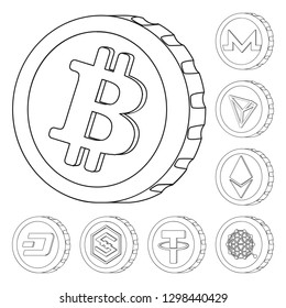 Vector design of cryptocurrency and coin icon. Set of cryptocurrency and crypto stock vector illustration.