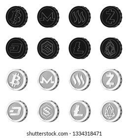 Vector design of cryptocurrency and coin icon. Collection of cryptocurrency and crypto vector icon for stock.