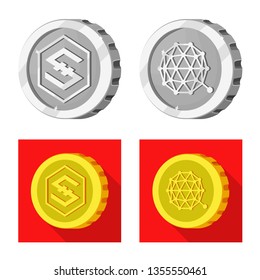 Vector design of cryptocurrency and coin icon. Set of cryptocurrency and crypto vector icon for stock.