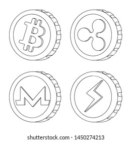 Vector design of cryptocurrency and coin icon. Set of cryptocurrency and crypto stock symbol for web.