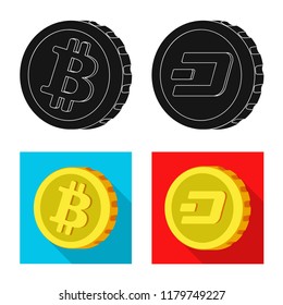 Vector design of cryptocurrency and coin logo. Collection of cryptocurrency and crypto stock vector illustration.