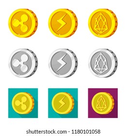 Vector design of cryptocurrency and coin logo. Collection of cryptocurrency and crypto vector icon for stock.