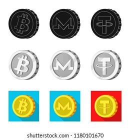 Vector design of cryptocurrency and coin logo. Set of cryptocurrency and crypto vector icon for stock.