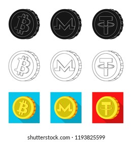 Vector design of cryptocurrency and coin logo. Set of cryptocurrency and crypto vector icon for stock.