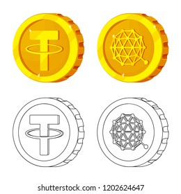 Vector design of cryptocurrency and coin logo. Collection of cryptocurrency and crypto stock vector illustration.