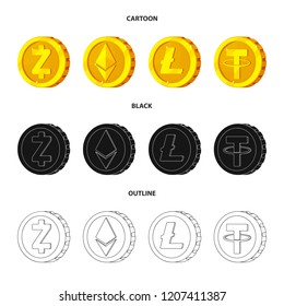 Vector design of cryptocurrency and coin logo. Set of cryptocurrency and crypto stock vector illustration.