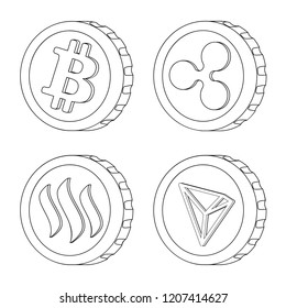 Vector design of cryptocurrency and coin logo. Set of cryptocurrency and crypto vector icon for stock.