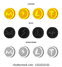Vector design of cryptocurrency and coin logo. Collection of cryptocurrency and crypto stock symbol for web.
