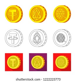 Vector design of cryptocurrency and coin logo. Collection of cryptocurrency and crypto vector icon for stock.