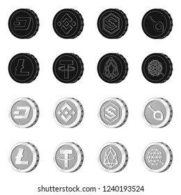 Vector design of cryptocurrency and coin logo. Set of cryptocurrency and crypto stock vector illustration.