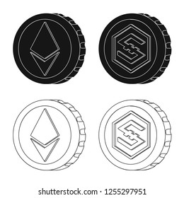Vector design of cryptocurrency and coin logo. Set of cryptocurrency and crypto vector icon for stock.