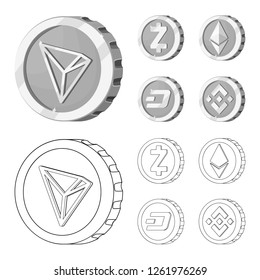 Vector design of cryptocurrency and coin logo. Collection of cryptocurrency and crypto vector icon for stock.