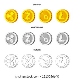 Vector design of cryptocurrency and coin logo. Collection of cryptocurrency and crypto stock symbol for web.