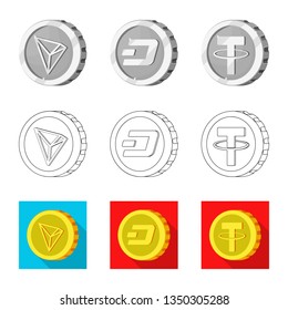 Vector design of cryptocurrency and coin logo. Collection of cryptocurrency and crypto stock vector illustration.
