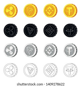 Vector design of cryptocurrency and coin logo. Set of cryptocurrency and crypto stock symbol for web.