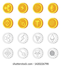 Vector design of cryptocurrency and coin logo. Collection of cryptocurrency and crypto stock vector illustration.