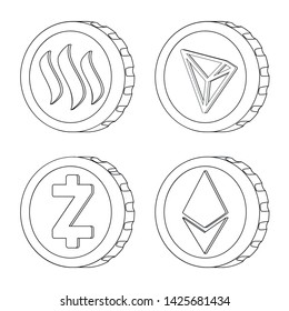 Vector design of cryptocurrency and coin logo. Set of cryptocurrency and crypto vector icon for stock.