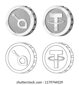 Vector design of cryptocurrency and coin sign. Set of cryptocurrency and crypto stock symbol for web.