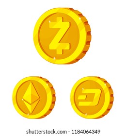 Vector design of cryptocurrency and coin sign. Set of cryptocurrency and crypto vector icon for stock.