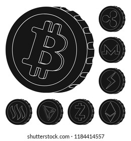 Vector design of cryptocurrency and coin sign. Set of cryptocurrency and crypto stock symbol for web.