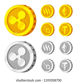 Vector design of cryptocurrency and coin sign. Set of cryptocurrency and crypto stock symbol for web.
