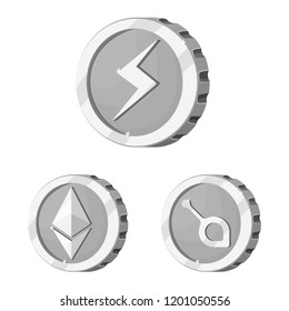 Vector design of cryptocurrency and coin sign. Collection of cryptocurrency and crypto stock symbol for web.