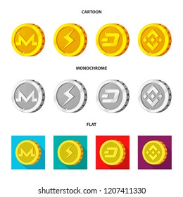 Vector design of cryptocurrency and coin sign. Set of cryptocurrency and crypto stock symbol for web.