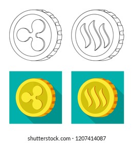 Vector design of cryptocurrency and coin sign. Set of cryptocurrency and crypto vector icon for stock.