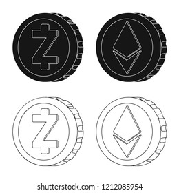Vector design of cryptocurrency and coin sign. Set of cryptocurrency and crypto stock symbol for web.