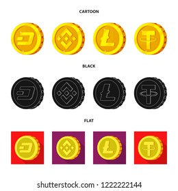 Vector design of cryptocurrency and coin sign. Set of cryptocurrency and crypto stock symbol for web.