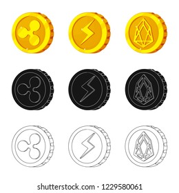 Vector design of cryptocurrency and coin sign. Set of cryptocurrency and crypto stock symbol for web.