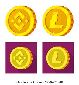 Vector design of cryptocurrency and coin sign. Set of cryptocurrency and crypto vector icon for stock.