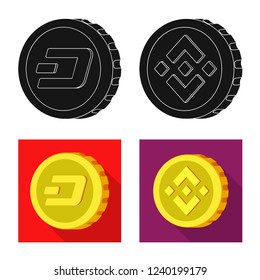 Vector design of cryptocurrency and coin sign. Collection of cryptocurrency and crypto vector icon for stock.