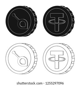 Vector design of cryptocurrency and coin sign. Collection of cryptocurrency and crypto vector icon for stock.
