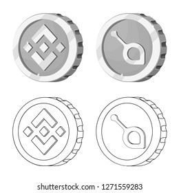 Vector design of cryptocurrency and coin sign. Set of cryptocurrency and crypto vector icon for stock.