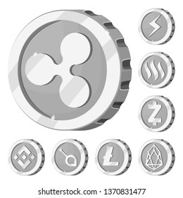 Vector design of cryptocurrency and coin sign. Set of cryptocurrency and crypto stock symbol for web.