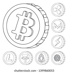 Vector design of cryptocurrency and coin sign. Set of cryptocurrency and crypto stock symbol for web.