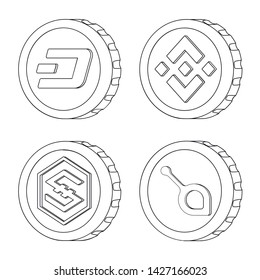 Vector design of cryptocurrency and coin sign. Set of cryptocurrency and crypto stock vector illustration.