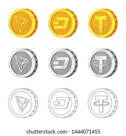 Vector design of cryptocurrency and coin sign. Set of cryptocurrency and crypto stock symbol for web.